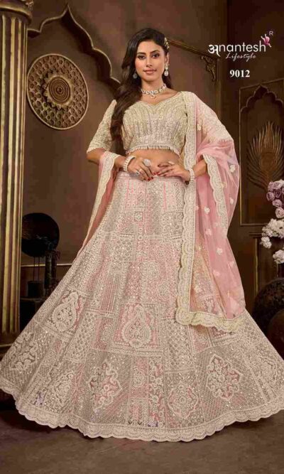 Light Pink and White Wedding Lehenga