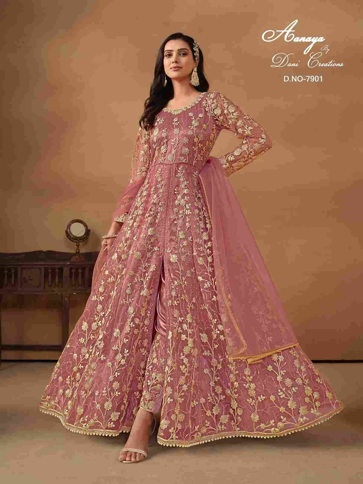 Pink Anarkali Net Suit