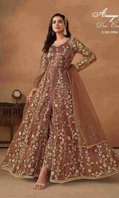 Rust Anarkali Suit