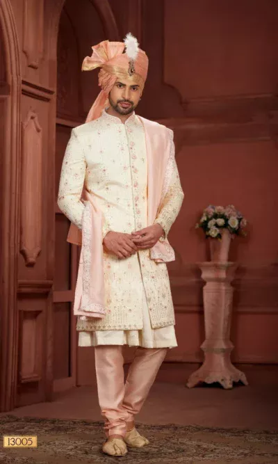 Light Cream Pure Silk Sherwani