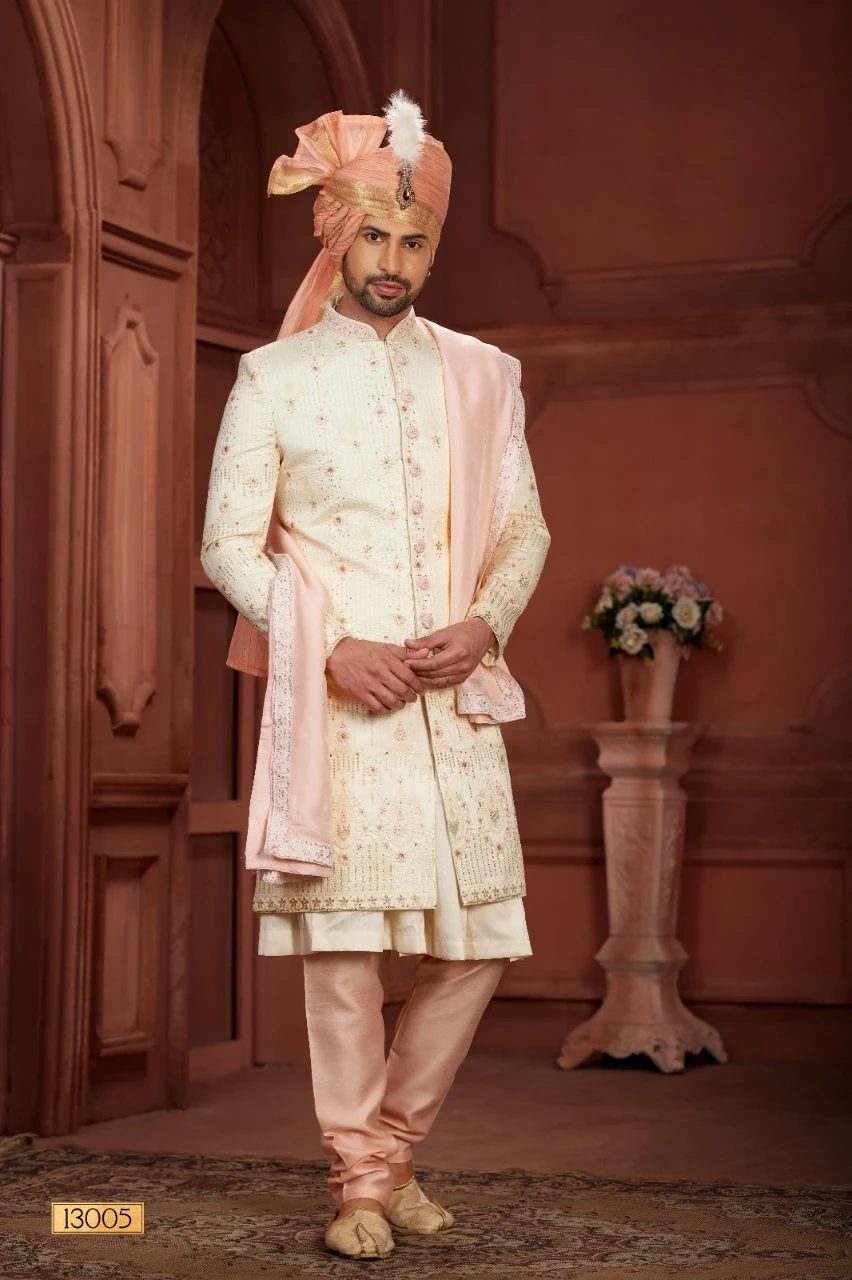 Light Cream Pure Silk Sherwani