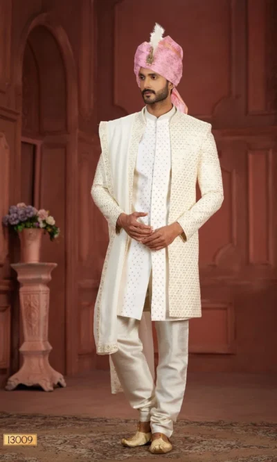 Lite Cream Pure Silk Sherwani