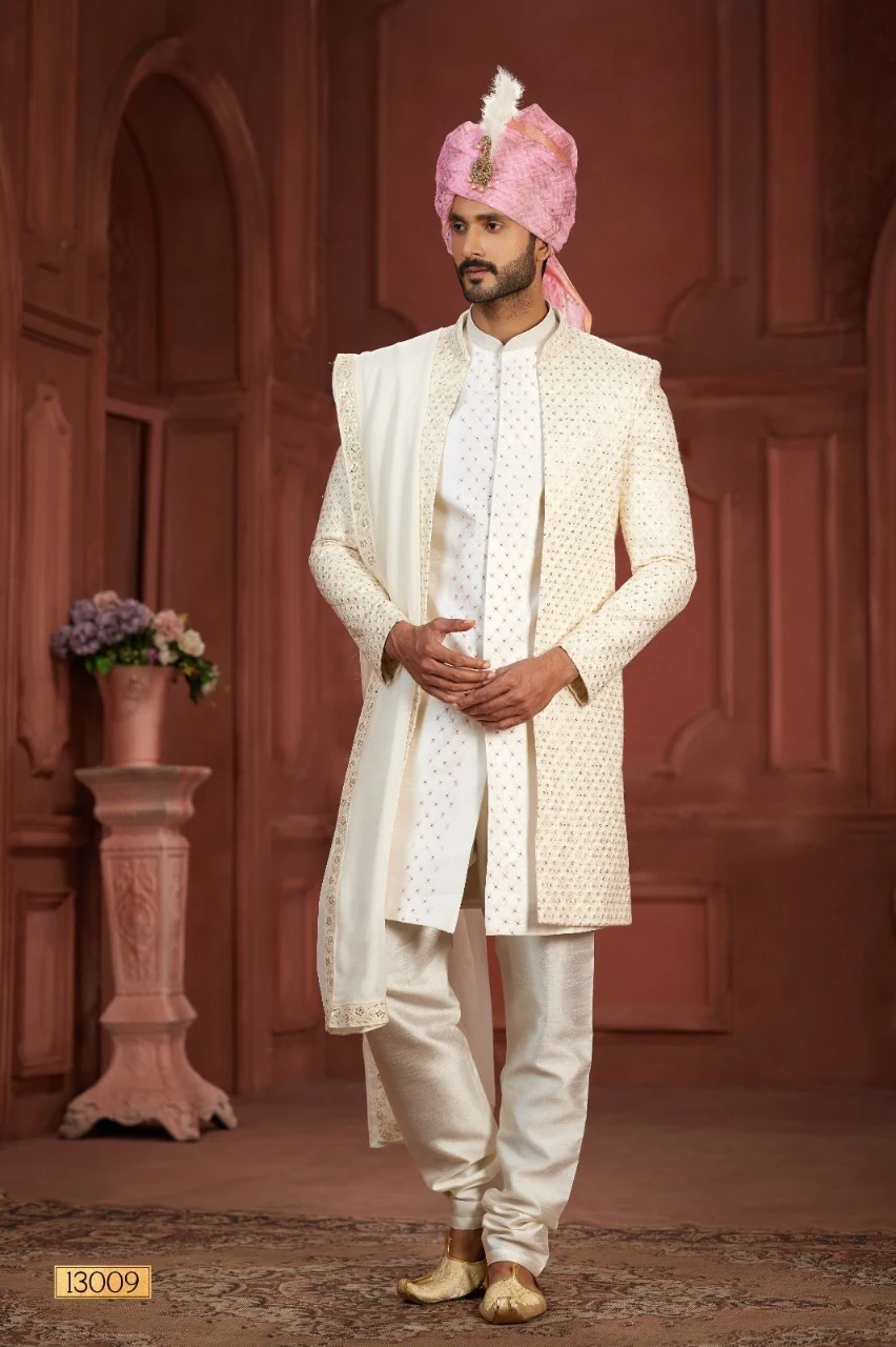 Lite Cream Pure Silk Sherwani