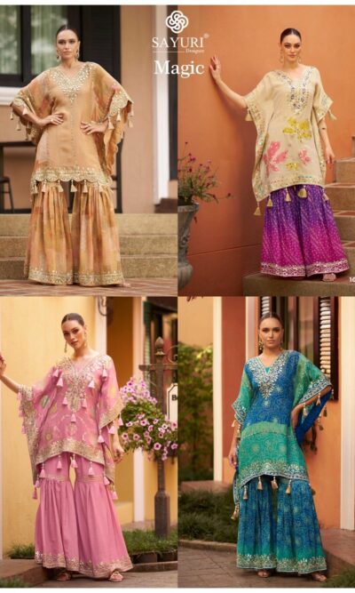 Viscose Hand Mirror Work Kaftan Suits