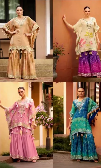 Viscose Hand Mirror Work Kaftan Suits