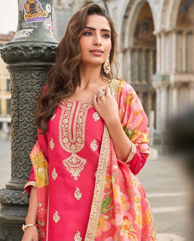 Designer Simar Silk Salwar Suit - Image 8