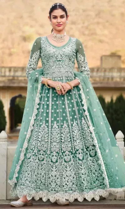 Senhora Anokhi Pure Butterfly Net Designer Heavy Work Suits