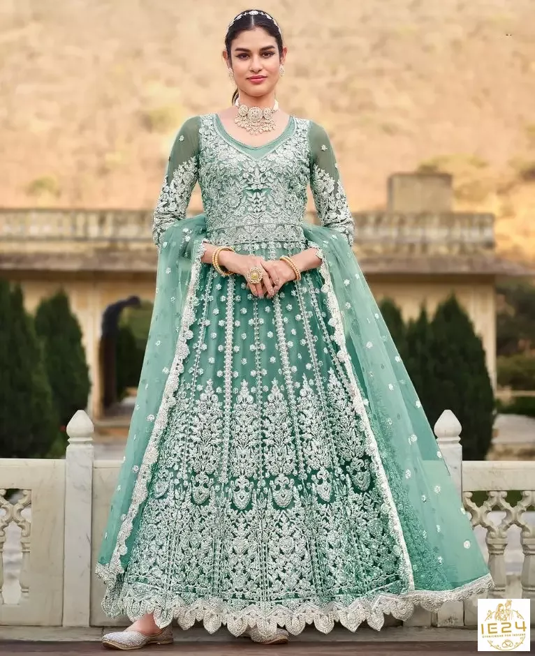 Senhora Anokhi Pure Butterfly Net Designer Heavy Work Suits - Image 3