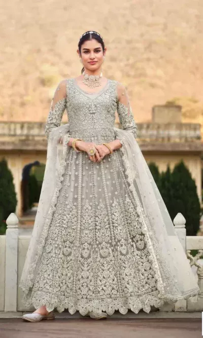 Senhora Anokhi Pure Butterfly Net Designer Heavy Work Suits