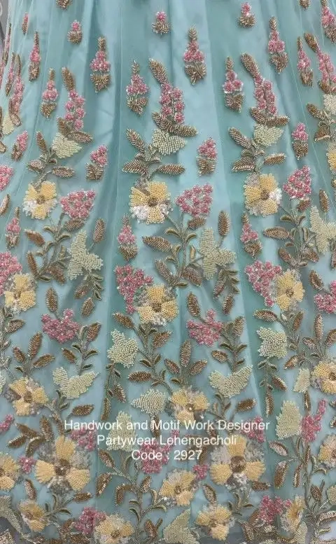 Sky Blue Heavy Net Handwork Lehenga Choli - Image 5