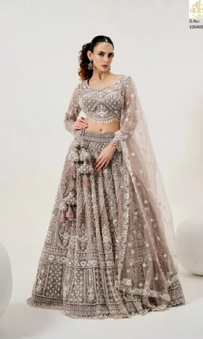 Brown Designer Jacquard Lehenga Choli