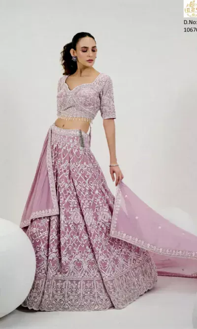 Purple Designer Jacquard Lehenga Choli