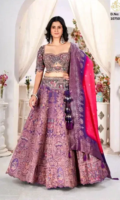 Dark Purple Designer Jacquard Lehenga Choli