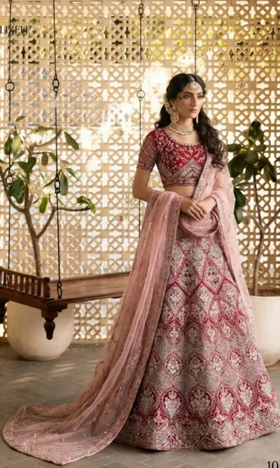 HEAVY BUTTERFLY NET LEHENGA SET