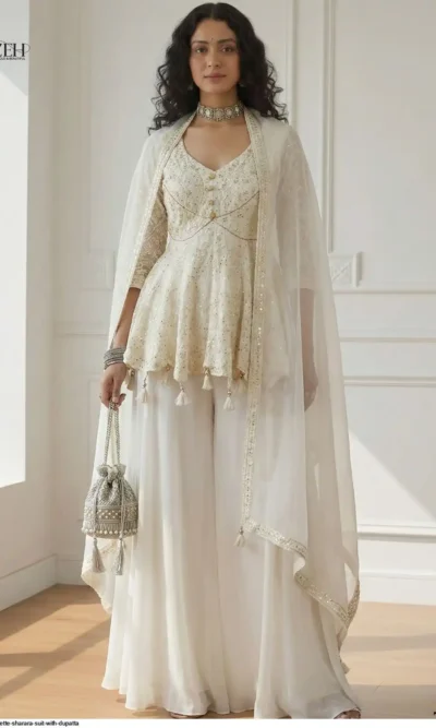 GEORGETTE SHARARA SUIT WITH DUPATTA