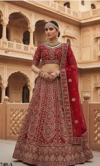 GHUNGHAT VELVET LEHENGA CHOLI