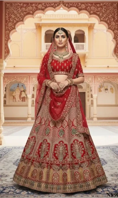 MAHOTSAV GHUNGHAT VELVET LEHENGA CHOLI 2