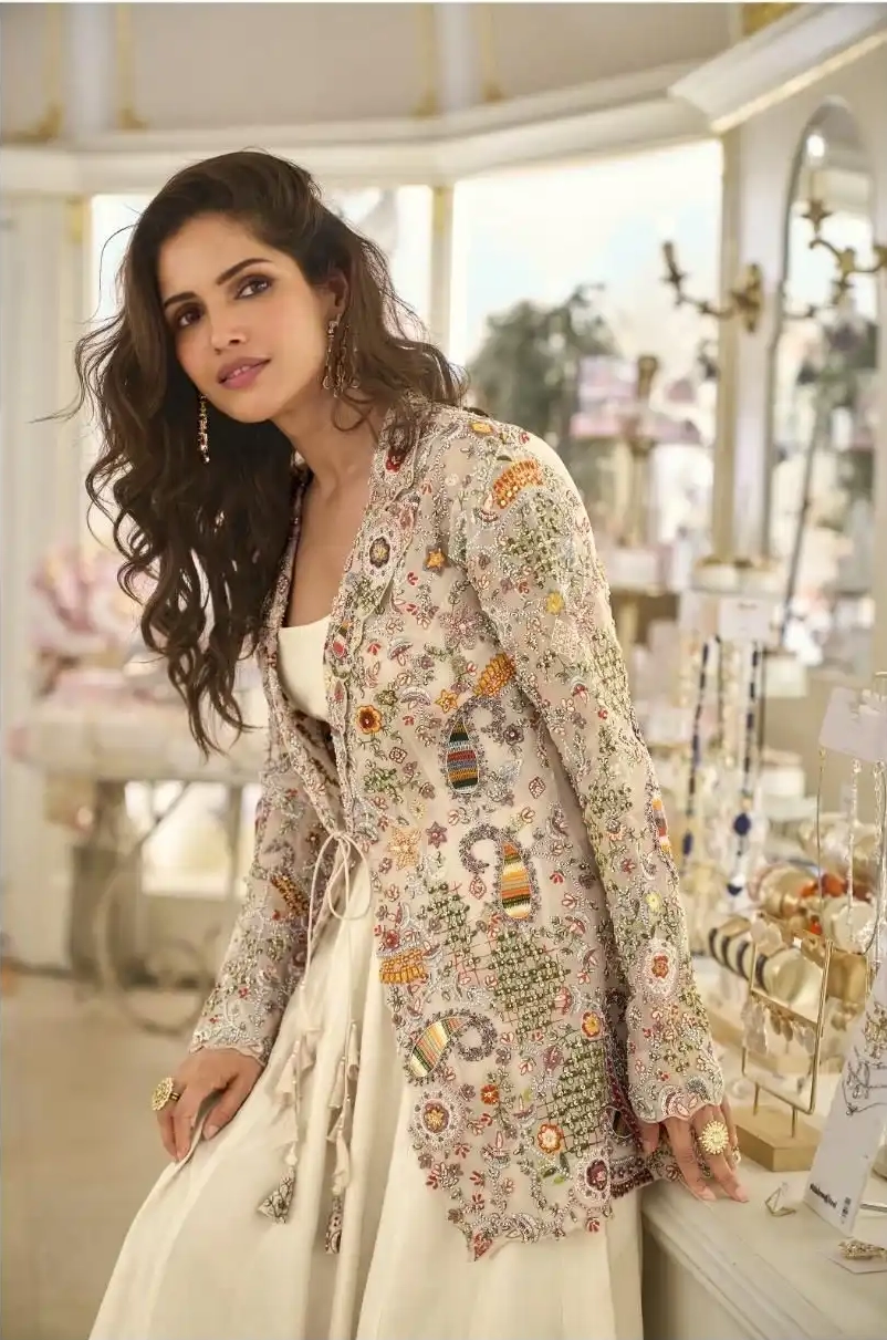BELINA SILK BEADS EMBROIDERED GOWN - Image 5