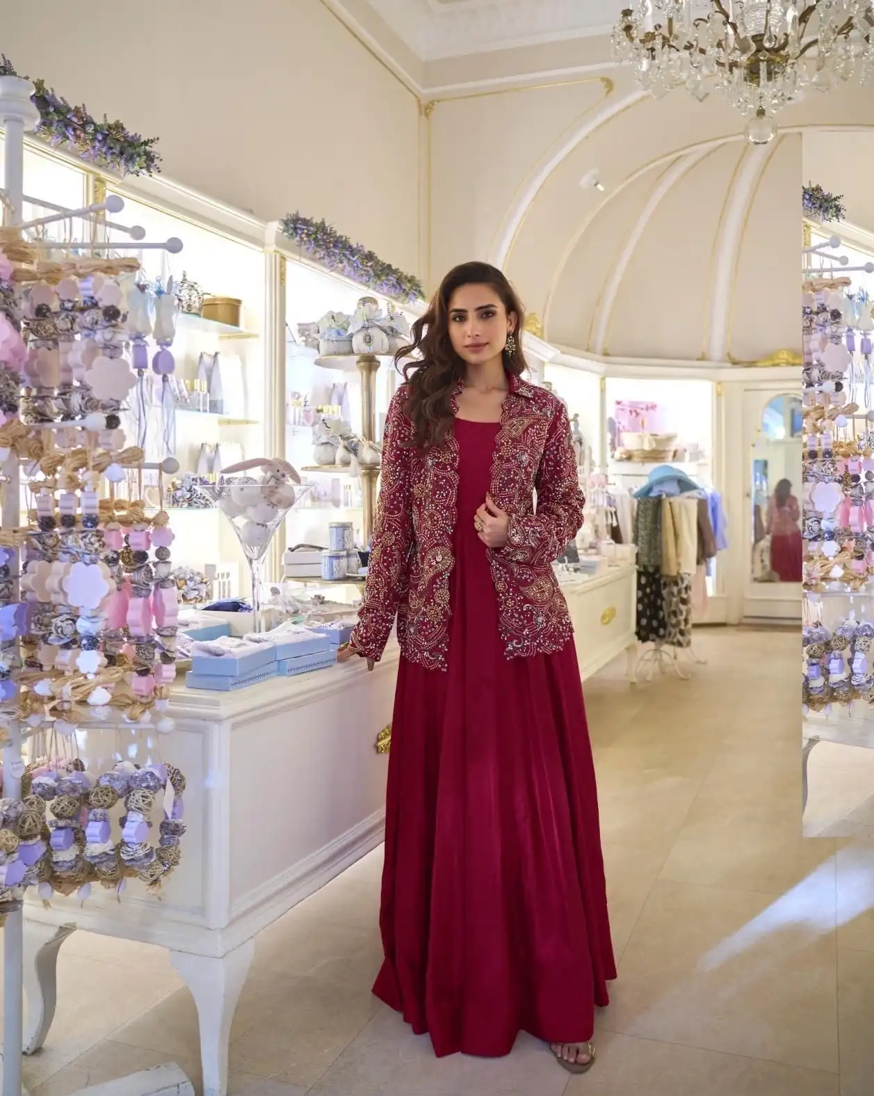 BELINA SILK BEADS EMBROIDERED GOWN - Image 4
