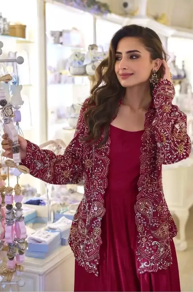 BELINA SILK BEADS EMBROIDERED GOWN