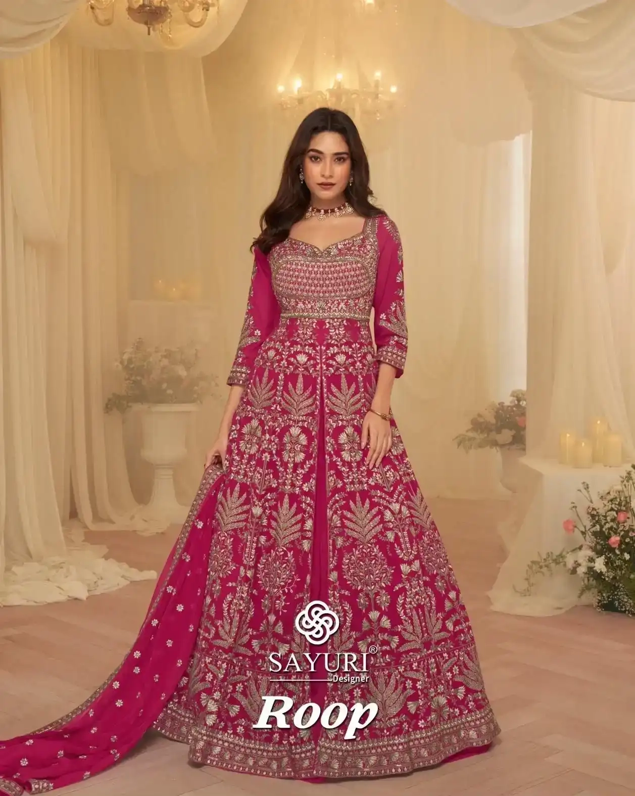 ROOP REAL GEORGETTE TOP WITH SKIRT AND DUPATTA - Image 9