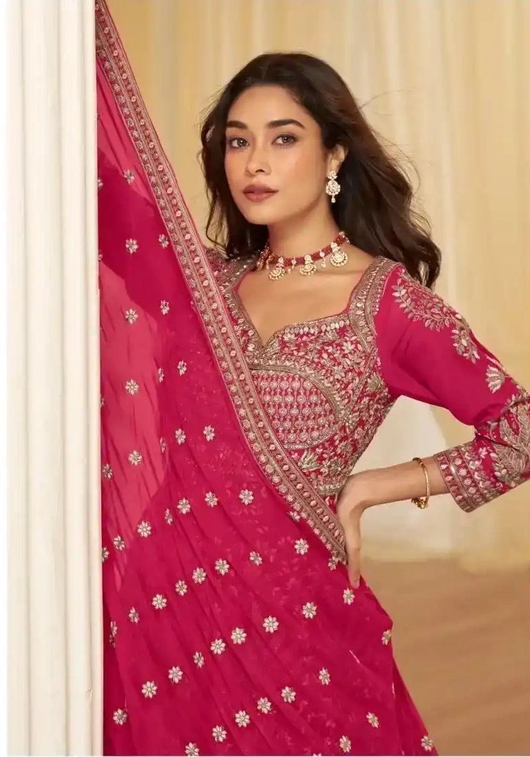 ROOP REAL GEORGETTE TOP WITH SKIRT AND DUPATTA - Image 5