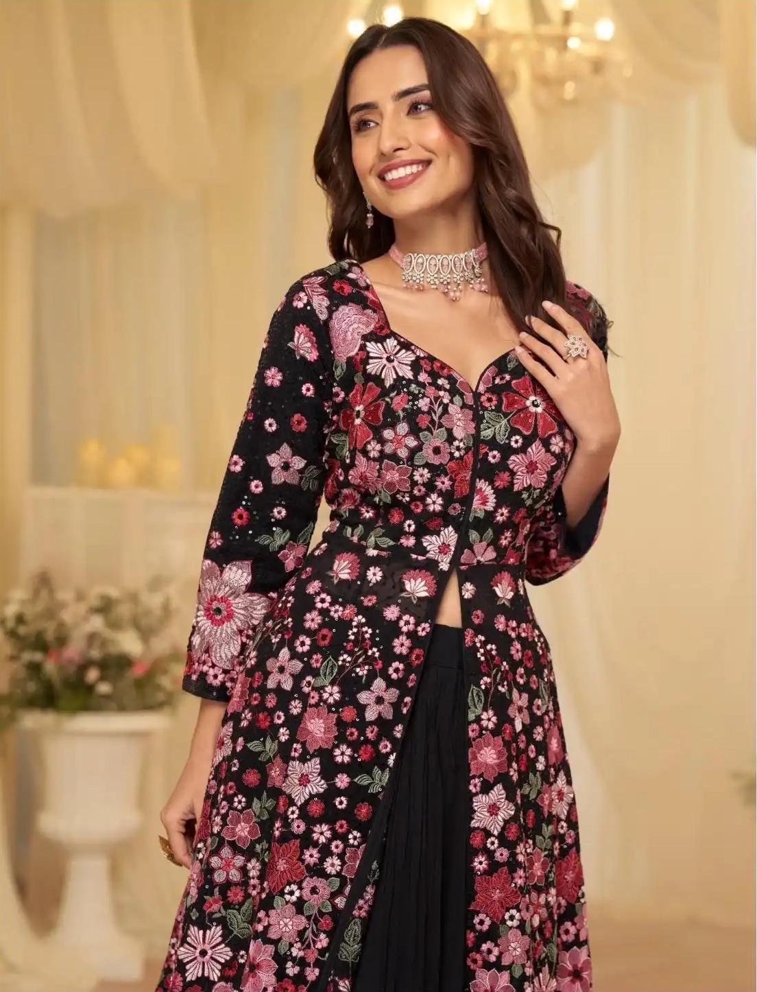 ROOP REAL GEORGETTE TOP WITH SKIRT AND DUPATTA - Image 4