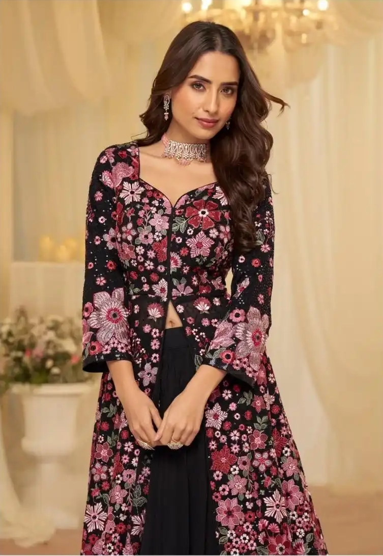 ROOP REAL GEORGETTE TOP WITH SKIRT AND DUPATTA - Image 2