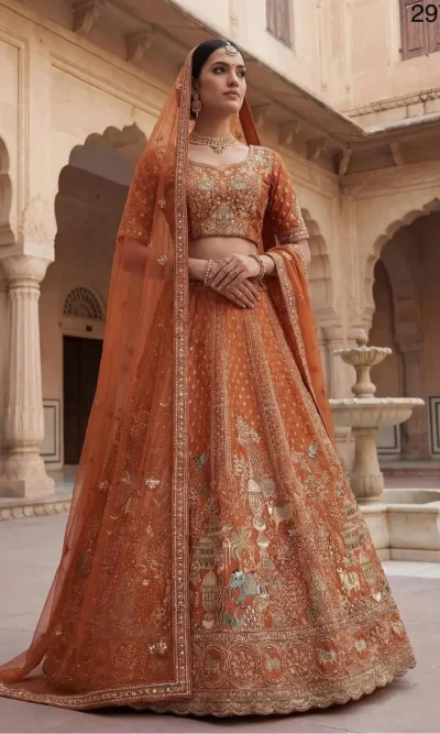 SILK EMBROIDERED BRIDAL LEHENGA CHOLI