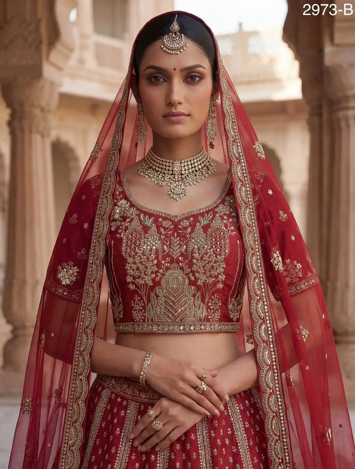 SILK EMBROIDERED BRIDAL LEHENGA CHOLI - Image 3