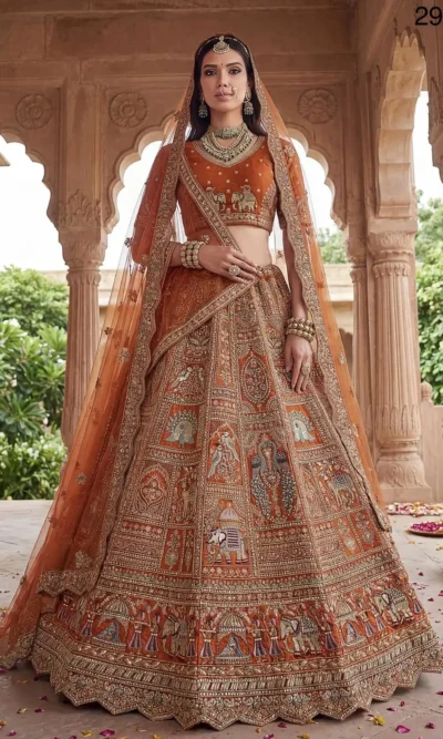 SILK BRIDAL LEHENGA CHOLI WITH ZARI WORK