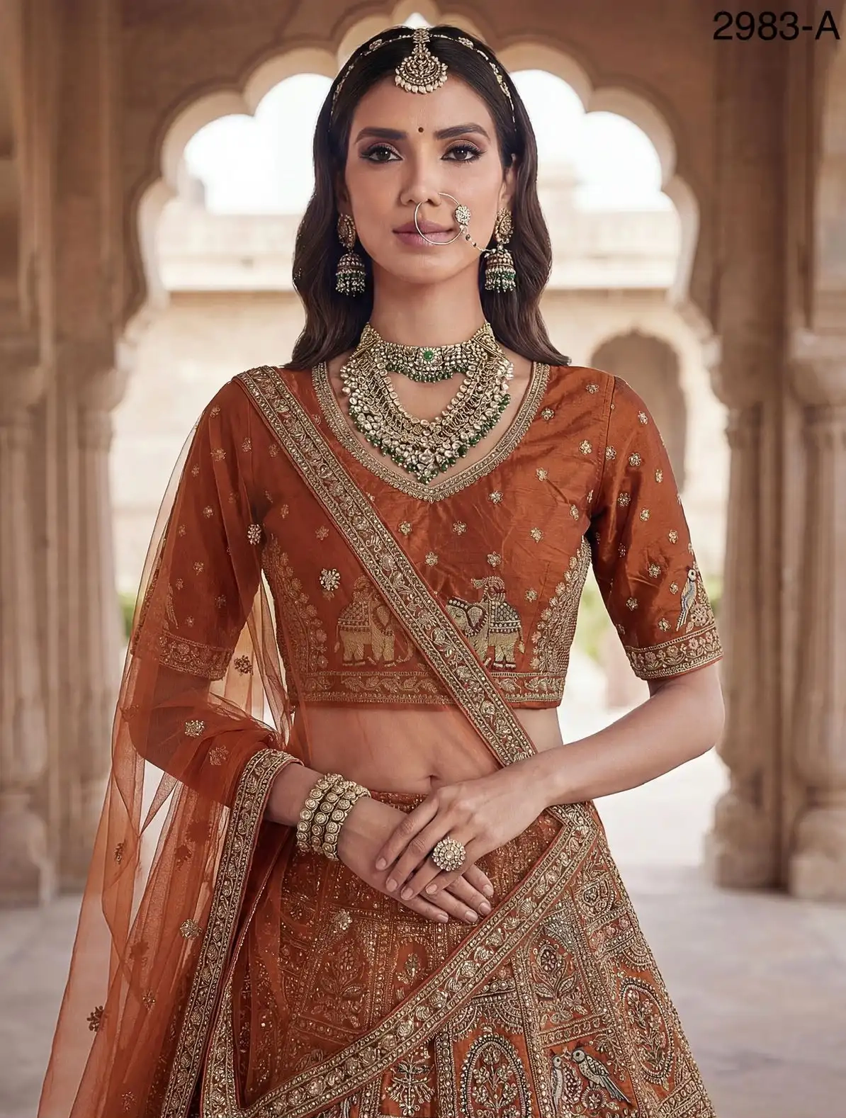 SILK BRIDAL LEHENGA CHOLI WITH ZARI WORK - Image 5