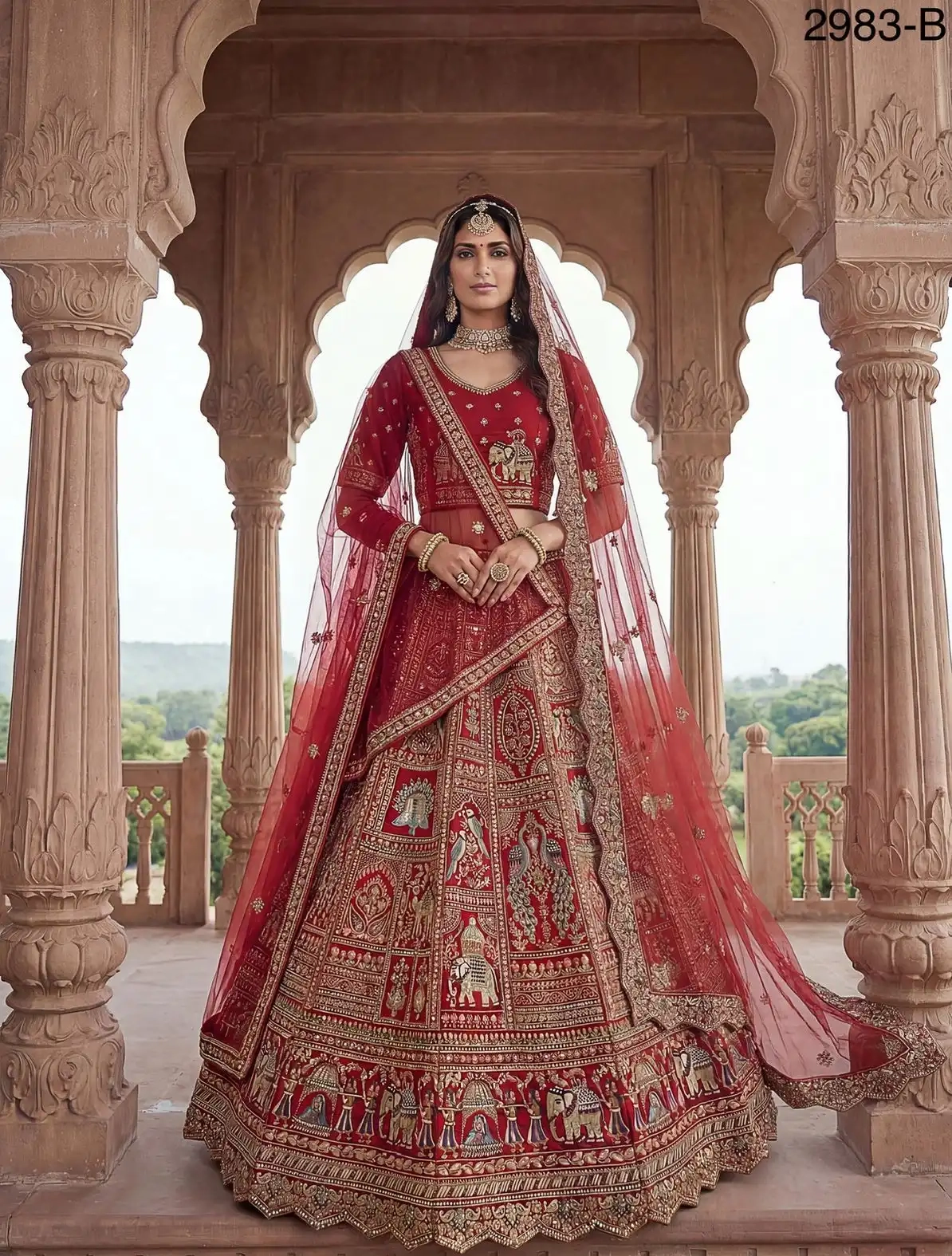 SILK BRIDAL LEHENGA CHOLI WITH ZARI WORK - Image 4