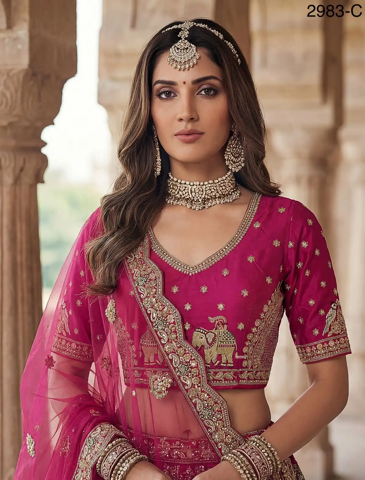 SILK BRIDAL LEHENGA CHOLI WITH ZARI WORK - Image 3