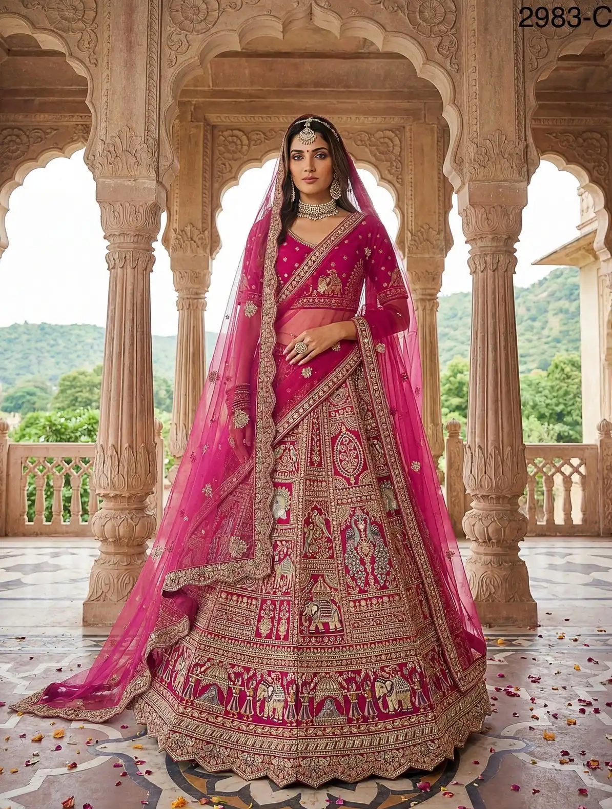 SILK BRIDAL LEHENGA CHOLI WITH ZARI WORK - Image 2