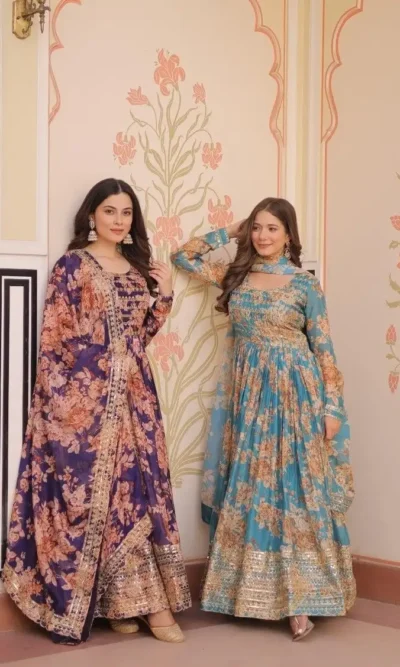 RUSSIAN SILK PRINTED GOWN