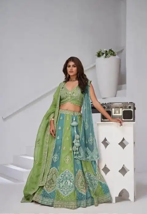 BEAUTIFUL GEORGETTE TISSUE LEHENGA CHOLI-1 - Image 12