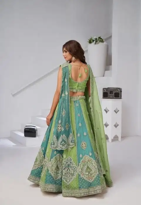 BEAUTIFUL GEORGETTE TISSUE LEHENGA CHOLI-1 - Image 11