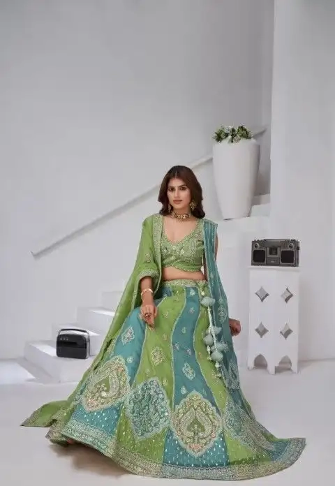 BEAUTIFUL GEORGETTE TISSUE LEHENGA CHOLI-1 - Image 10