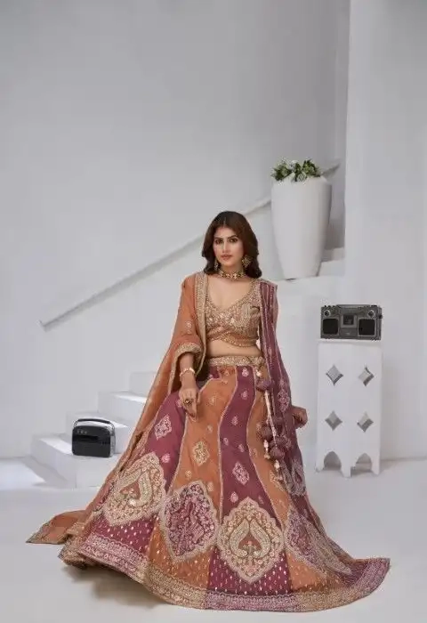 BEAUTIFUL GEORGETTE TISSUE LEHENGA CHOLI-1 - Image 6
