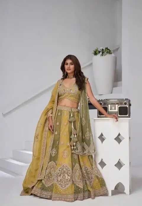 BEAUTIFUL GEORGETTE TISSUE LEHENGA CHOLI-1 - Image 3
