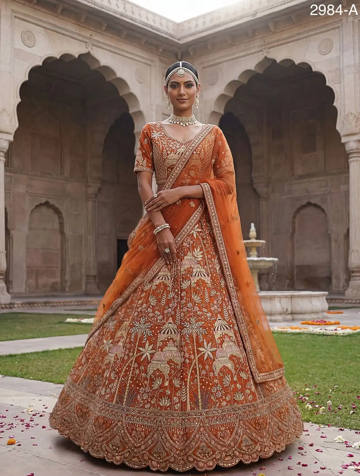 SILK THREAD WORK BRIDAL LEHENGA CHOLI - Image 6