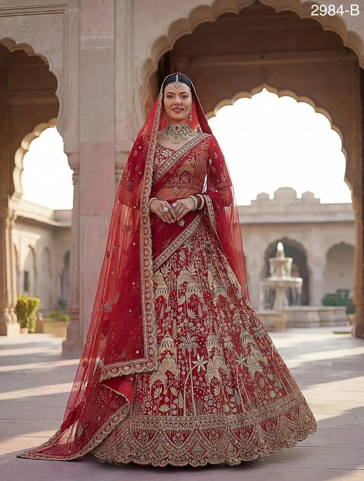 SILK THREAD WORK BRIDAL LEHENGA CHOLI - Image 5