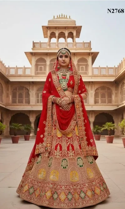 GHUNGHAT  VELVET LEHENGA CHOLI -1