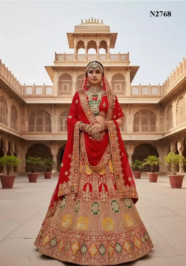 GHUNGHAT VELVET LEHENGA CHOLI -1