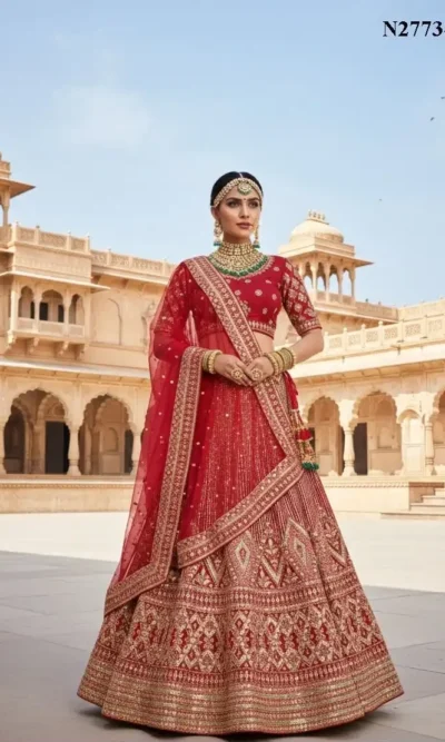 GHUNGHAT VELVET LEHENGA CHOLI-2