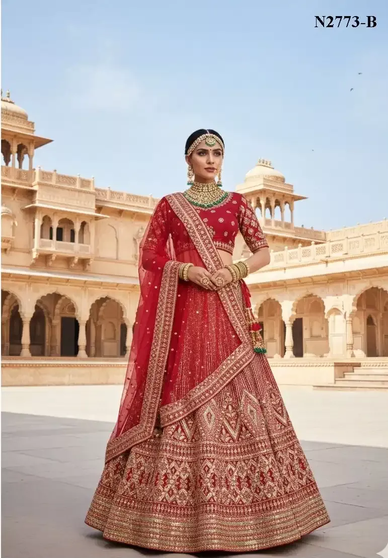GHUNGHAT VELVET LEHENGA CHOLI-2
